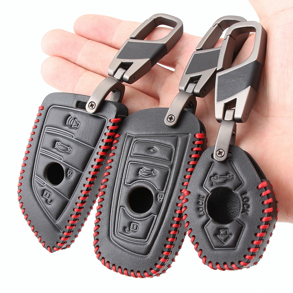 Leather Car Key Bag Cover BMW