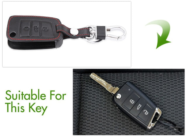 Leather Car Key Cover VW